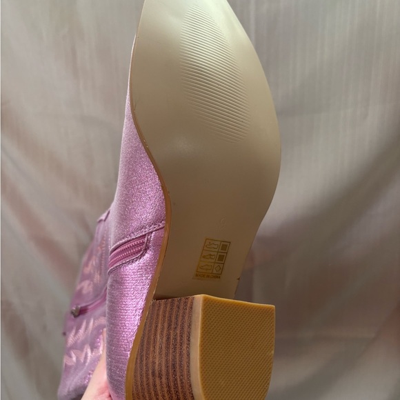 Pink Sparkle Cowgirl Western Cowboy‎ Chunky Heeled Boots Size 9 - Picture 8 of 10